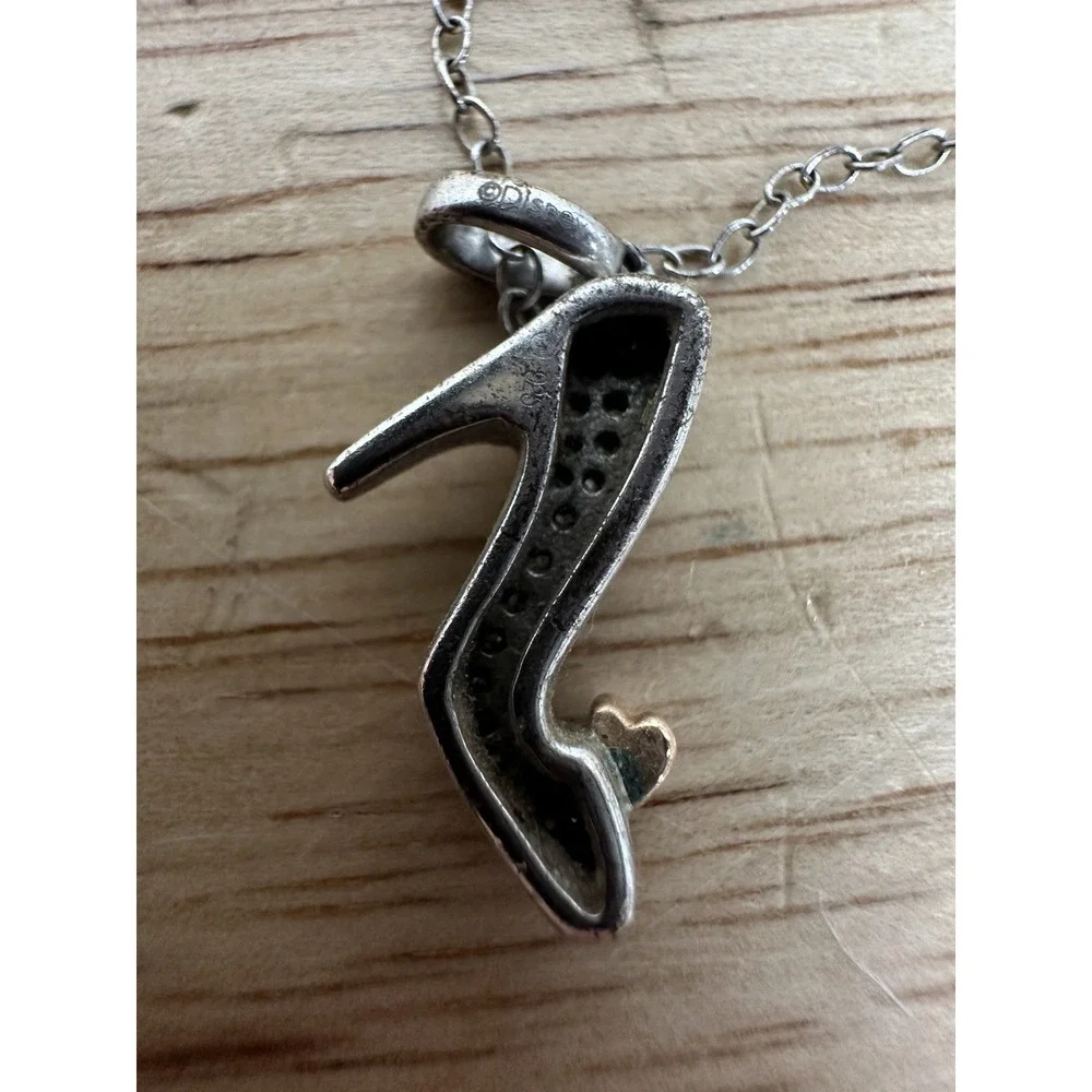 Enchanted Disney Necklace 1/10 Diamond slipper pendant, 10K Rose gold -read